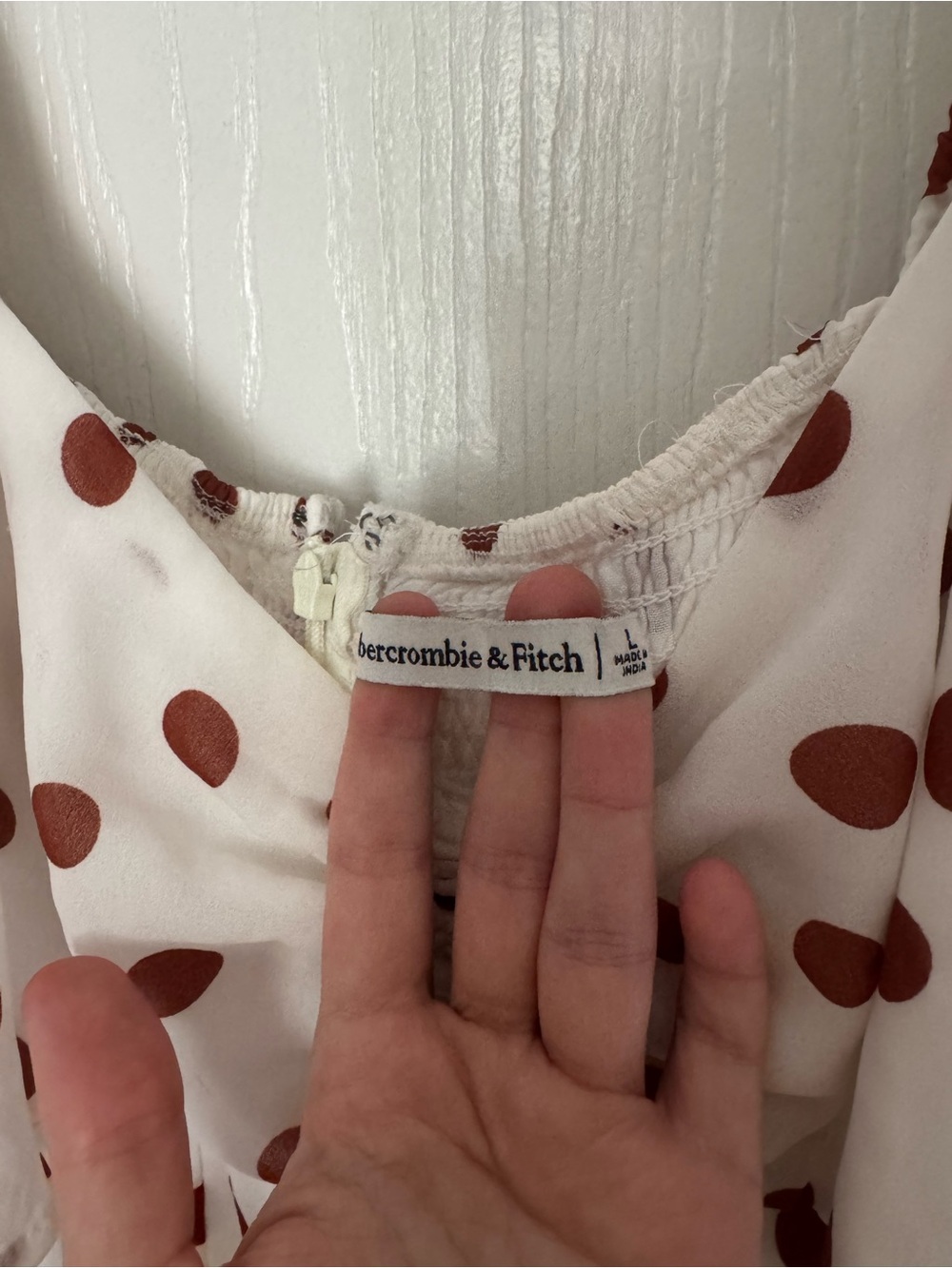 Abercrombie and Fitch White and Brown Polka Dot Mini Dress - Picture 4 of 4